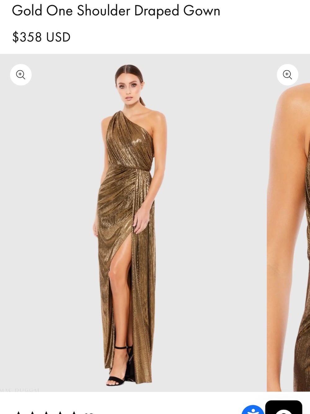 Mac Duggal Ieena Metallic Gold One Shoulder Gown NWT Size 14